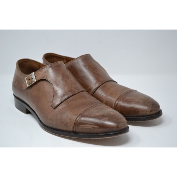 Massimo Matteo 7921 Cuoio Brown Single Monk Dress Shoes Mens 10.5 M Oxford ITALY main image 5